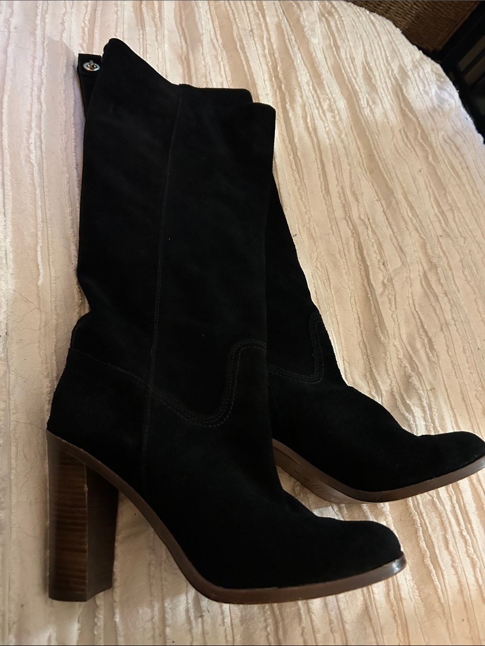 Women’s Black Suede High-Heel Knee Boots